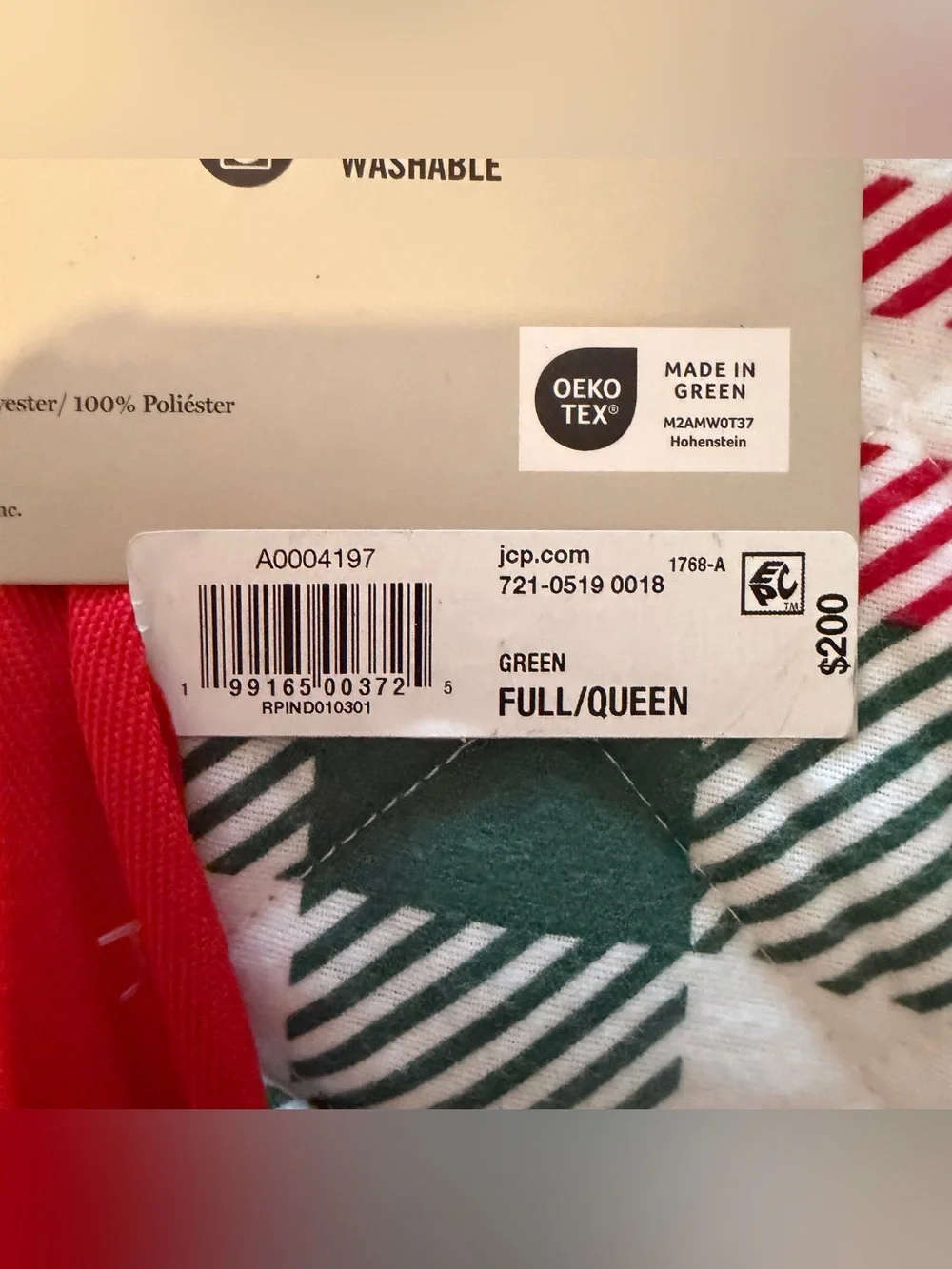 Martha Stewart Green, Red & White Plaid Flannel Quilt Set - Full/Queen